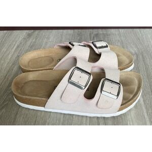 Cushionaire Women Softbed Double Strap Blush Pink Sandals Size 6.5M